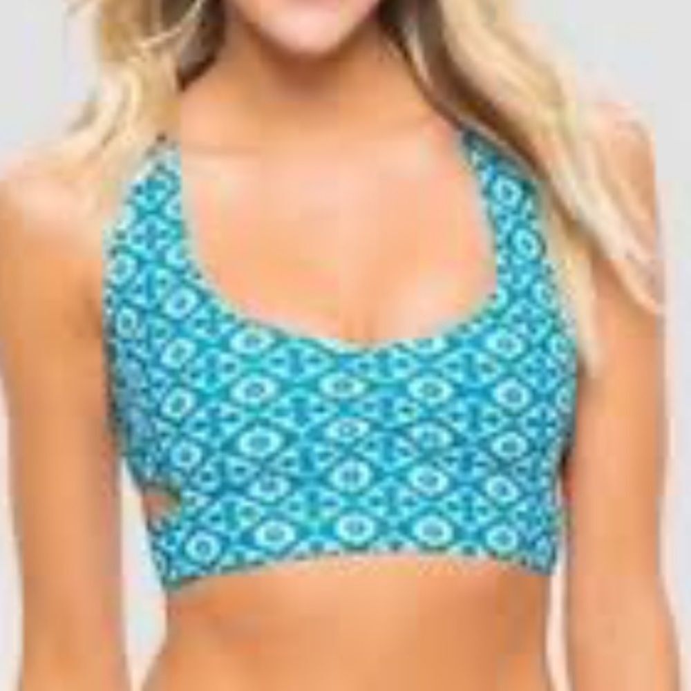 New Anthropologie tori Praver cut out floral bikini top